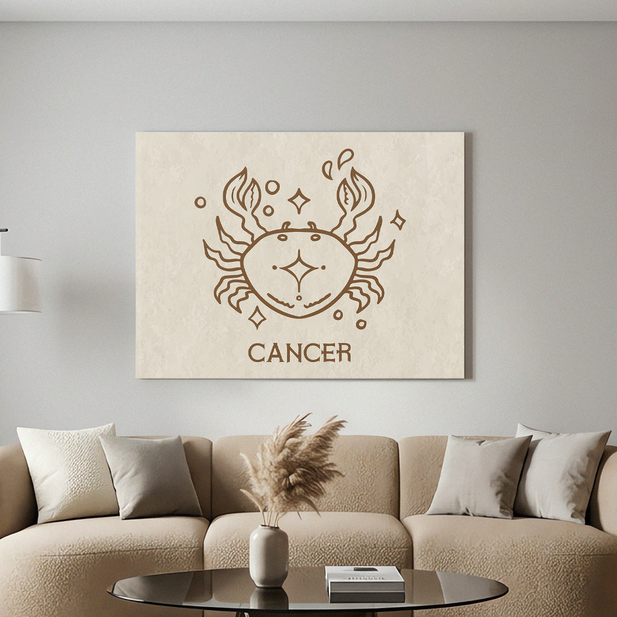 Krebs Boho Minimalistisch Sternzeichen Leinwandbild