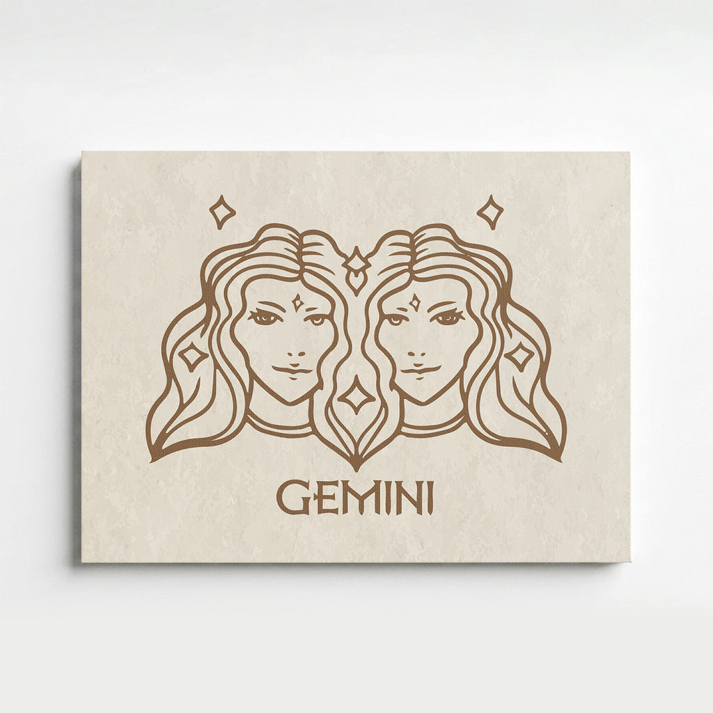 Zwillinge Boho Minimalistisch Sternzeichen Leinwandbild