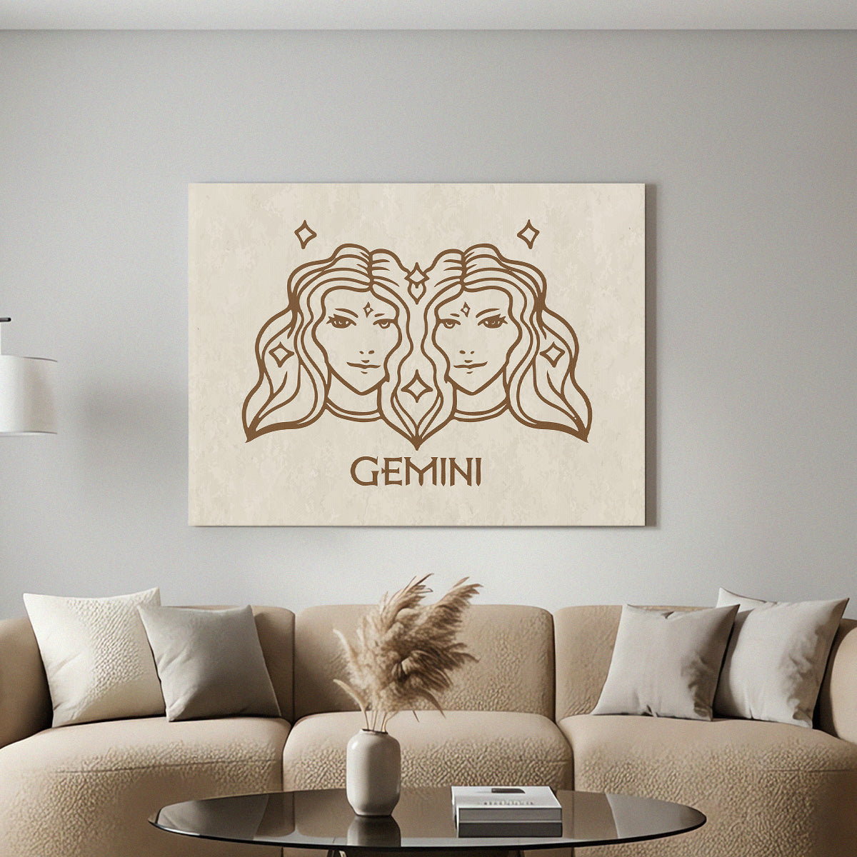 Zwillinge Boho Minimalistisch Sternzeichen Leinwandbild