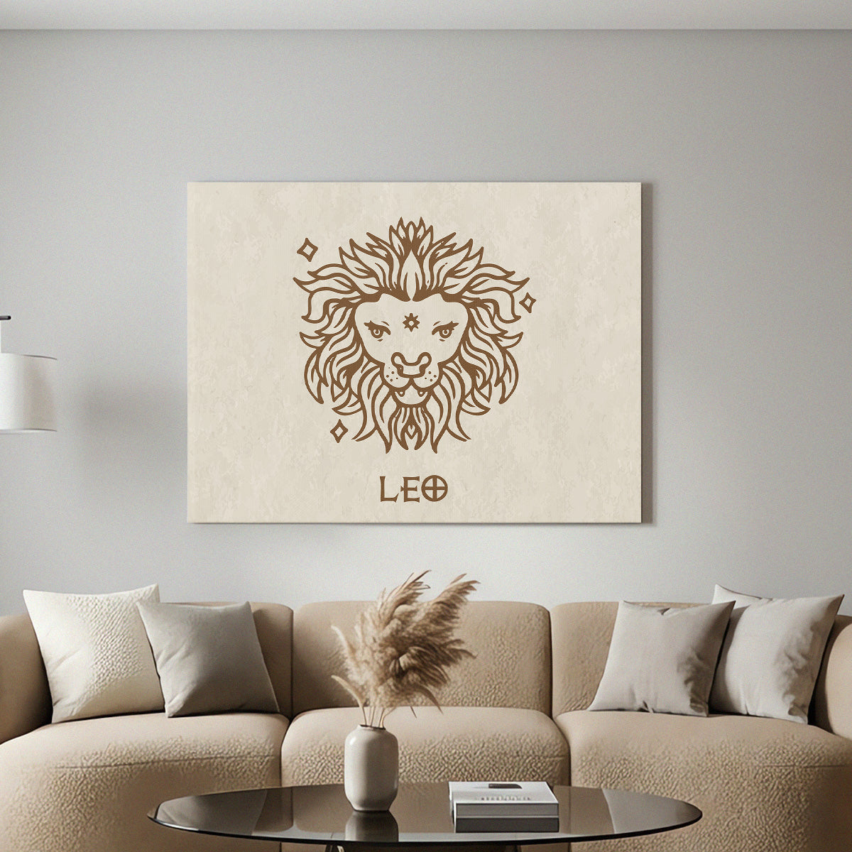 Löwe Boho Minimalistisch Sternzeichen Leinwandbild