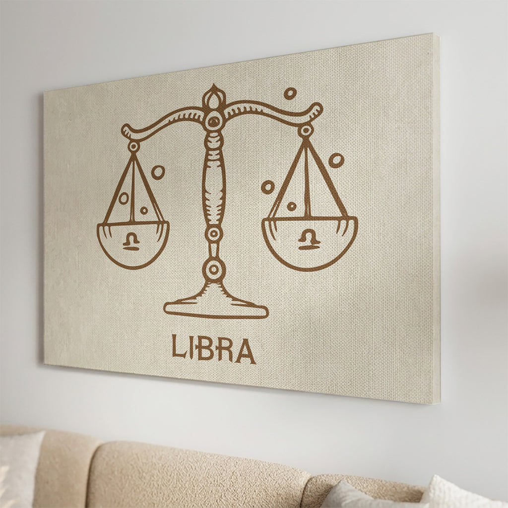 Waage Boho Minimalistisch Sternzeichen Leinwandbild