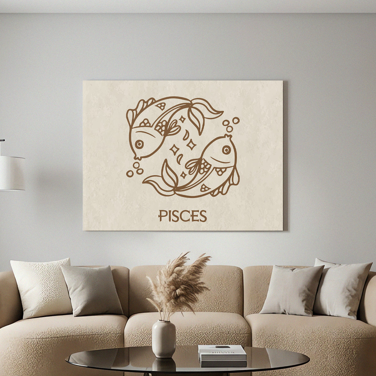 Fische Boho Minimalistisch Sternzeichen Leinwandbild