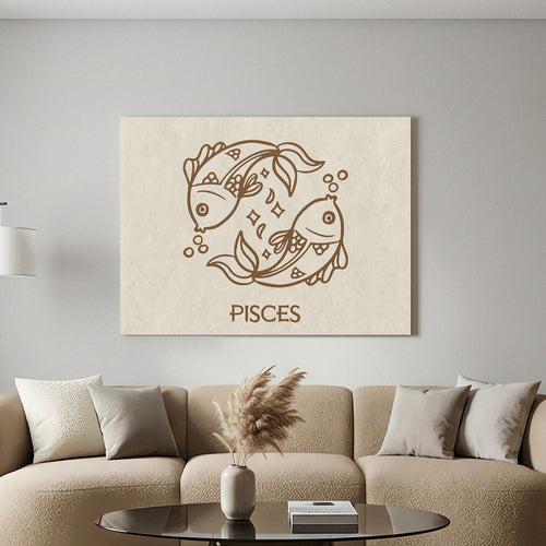 Fische Boho Minimalistisch Sternzeichen Leinwandbild