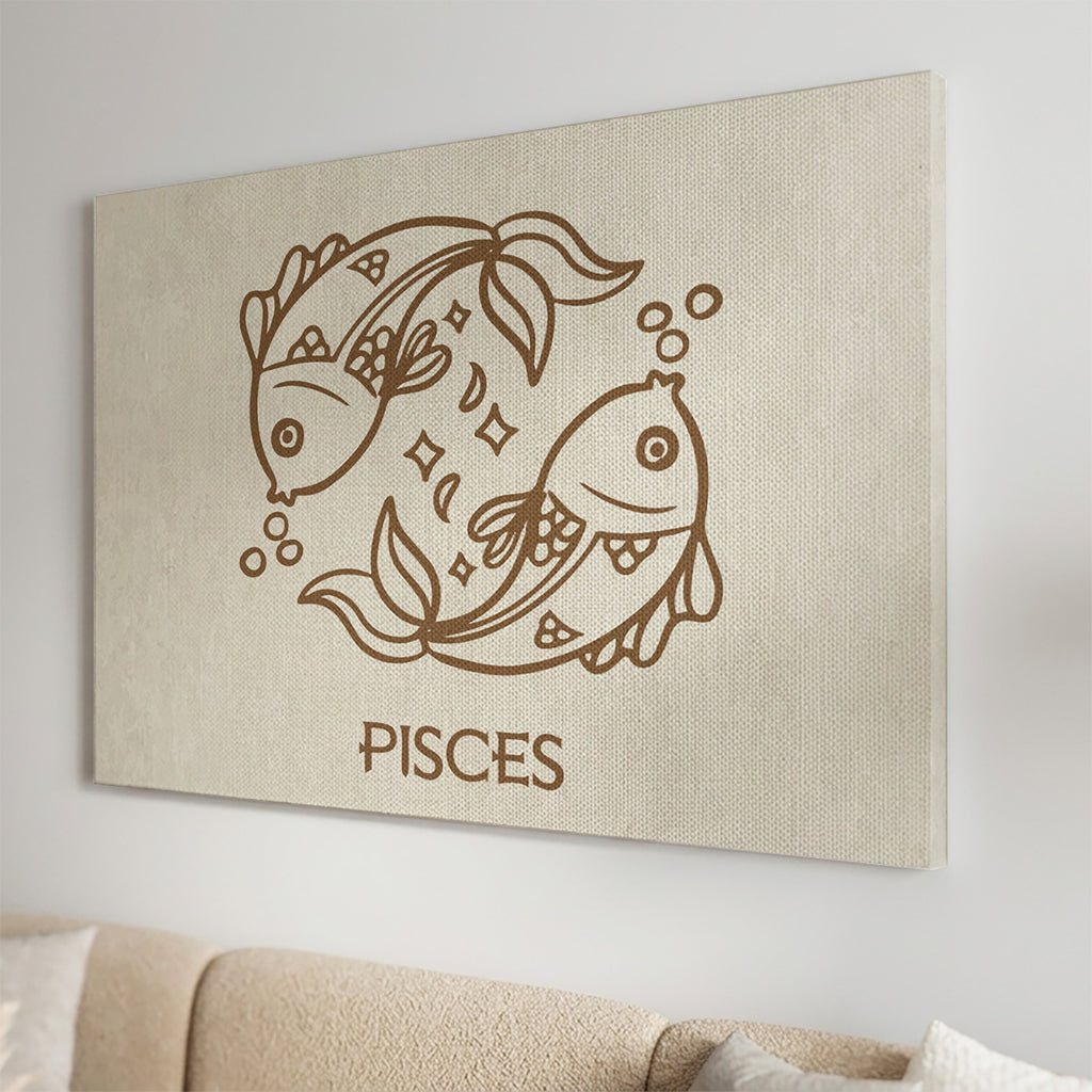 Fische Boho Minimalistisch Sternzeichen Leinwandbild